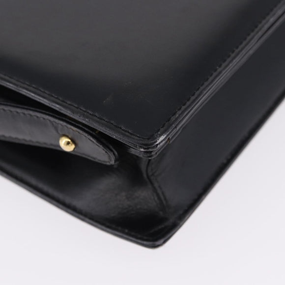 CELINE Shoulder Bag Leather Black Gold Auth 191038