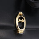 CELINE Shoulder Bag Leather Black Gold Auth 191038-15
