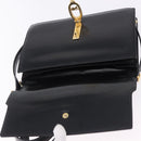 CELINE Shoulder Bag Leather Black Gold Auth 191038-16