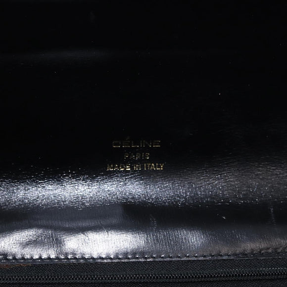 CELINE Shoulder Bag Leather Black Gold Auth 191038