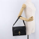 CELINE Shoulder Bag Leather Black Gold Auth 191038-26