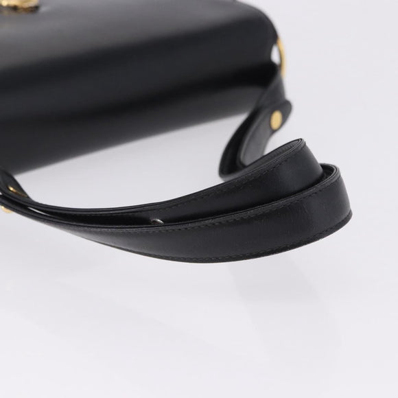 CELINE Shoulder Bag Leather Black Gold Auth 191038