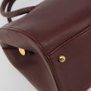 CARTIER Must Line Hand Bag Leather Bordeaux Gold Auth 191039A-14