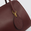 CARTIER Must Line Hand Bag Leather Bordeaux Gold Auth 191039A-17