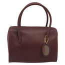 CARTIER Must Line Hand Bag Leather Bordeaux Gold Auth 191039A-13