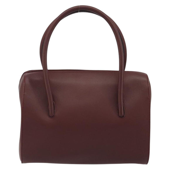 CARTIER Must Line Hand Bag Leather Bordeaux Gold Auth 191039A