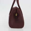 CARTIER Must Line Hand Bag Leather Bordeaux Gold Auth 191039A-3