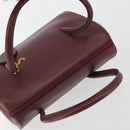 CARTIER Must Line Hand Bag Leather Bordeaux Gold Auth 191039A-6