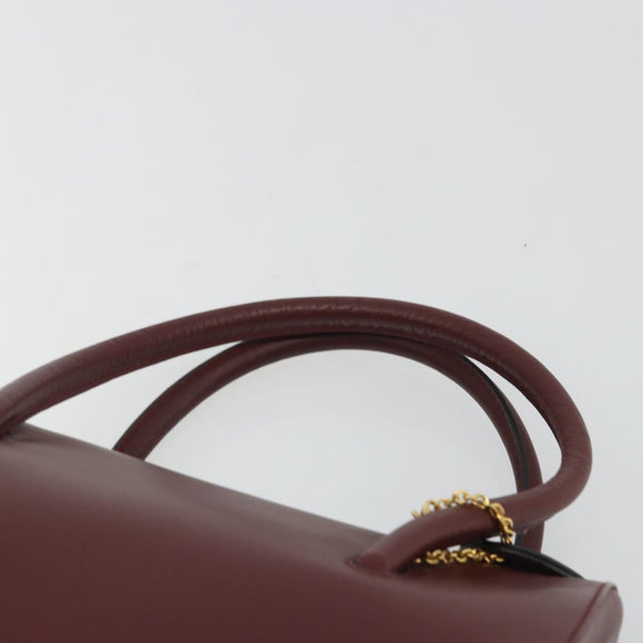 CARTIER Must Line Hand Bag Leather Bordeaux Gold Auth 191039A