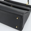 VALENTINO Hand Bag Leather Black Gold Auth 191042A-9