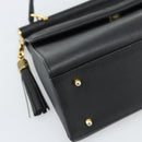 VALENTINO Hand Bag Leather Black Gold Auth 191042A-14