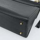 VALENTINO Hand Bag Leather Black Gold Auth 191042A-15