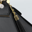VALENTINO Hand Bag Leather Black Gold Auth 191042A-10