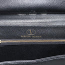 VALENTINO Hand Bag Leather Black Gold Auth 191042A-17