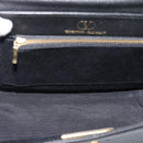 VALENTINO Hand Bag Leather Black Gold Auth 191042A-11