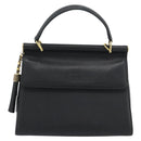 VALENTINO Hand Bag Leather Black Gold Auth 191042A-13