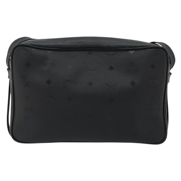 MCM Vicetos Shoulder Bag PVC Leather Black Gold Auth 191049