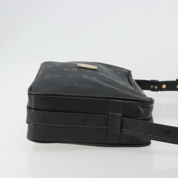 MCM Vicetos Shoulder Bag PVC Leather Black Gold Auth 191049