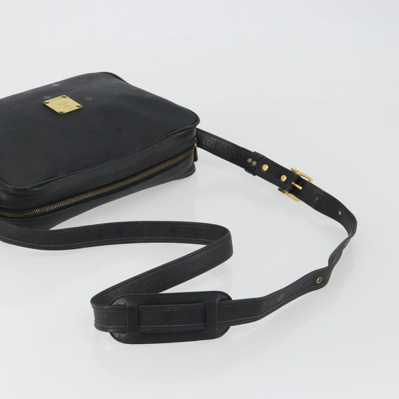 MCM Vicetos Shoulder Bag PVC Leather Black Gold Auth 191049