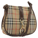 Burberrys Nova Check Shoulder Bag Canvas Beige Gold Auth 191050-1