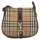 Burberrys Nova Check Shoulder Bag Canvas Beige Gold Auth 191050-13