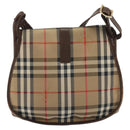 Burberrys Nova Check Shoulder Bag Canvas Beige Gold Auth 191050-2