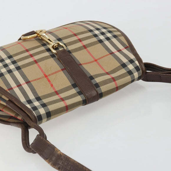 Burberrys Nova Check Shoulder Bag Canvas Beige Gold Auth 191050