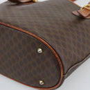CELINE Macadam Canvas Shoulder Bag PVC Leather Brown Gold Auth 191052-15