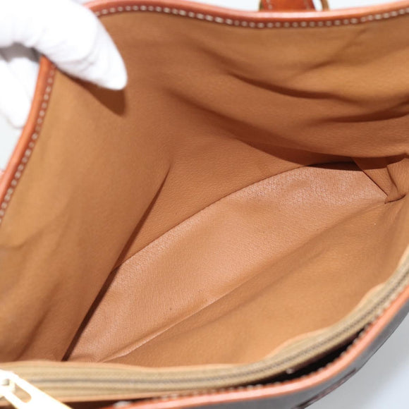 CELINE Macadam Canvas Shoulder Bag PVC Leather Brown Gold Auth 191052