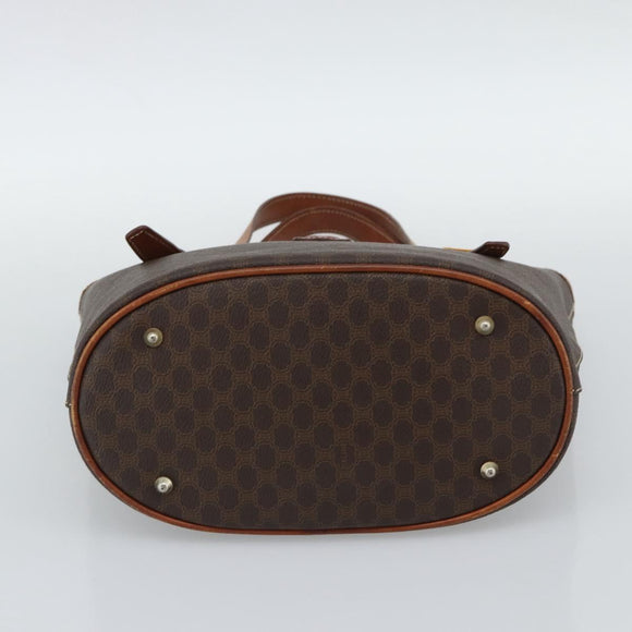 CELINE Macadam Canvas Shoulder Bag PVC Leather Brown Gold Auth 191052