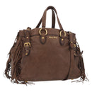 Miu Miu Hand Bag Leather 2way Brown Gold Auth 191056SAV-1