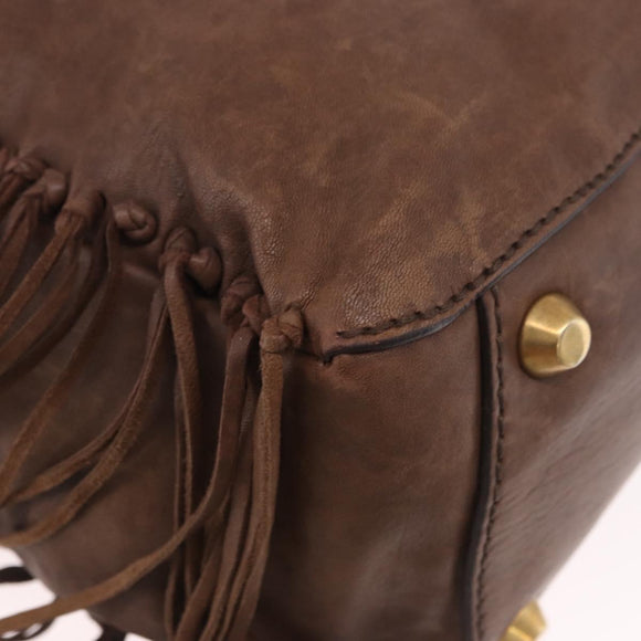 Miu Miu Hand Bag Leather 2way Brown Gold Auth 191056SAV