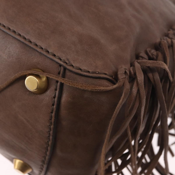 Miu Miu Hand Bag Leather 2way Brown Gold Auth 191056SAV