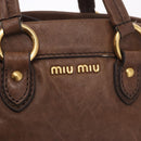 Miu Miu Hand Bag Leather 2way Brown Gold Auth 191056SAV-16