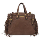 Miu Miu Hand Bag Leather 2way Brown Gold Auth 191056SAV-2