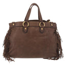 Miu Miu Hand Bag Leather 2way Brown Gold Auth 191056SAV-3