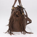 Miu Miu Hand Bag Leather 2way Brown Gold Auth 191056SAV-5