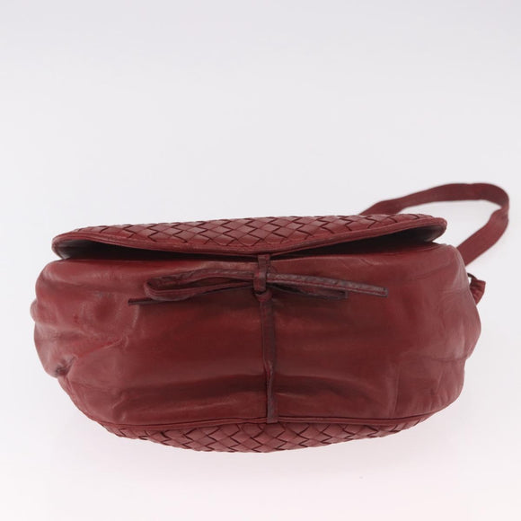 BOTTEGA VENETA INTRECCIATO Shoulder Bag Leather Red Auth 191059