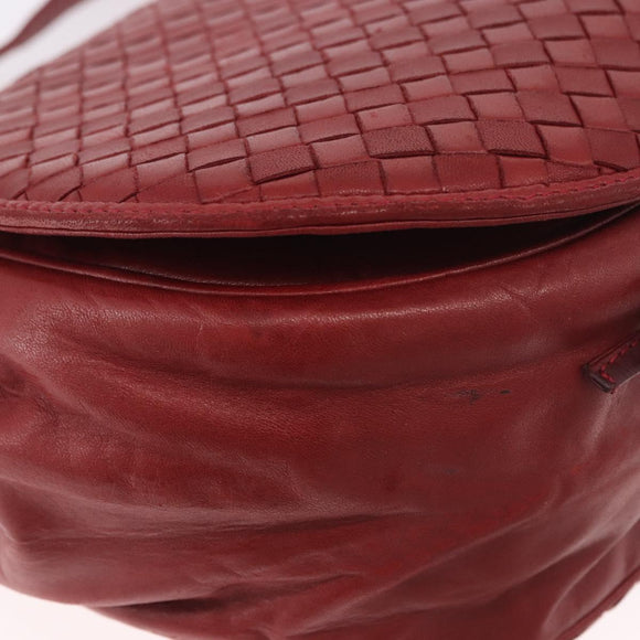 BOTTEGA VENETA INTRECCIATO Shoulder Bag Leather Red Auth 191059