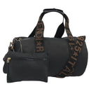 FENDI Hand Bag Canvas 2way Black Gold Auth 191061-1