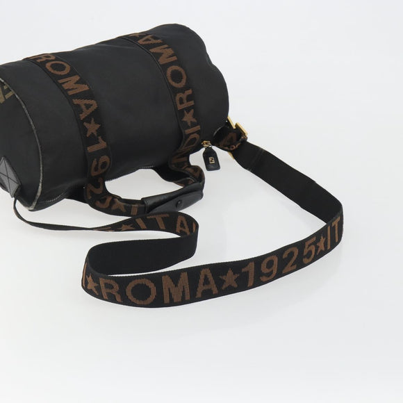 FENDI Hand Bag Canvas 2way Black Gold Auth 191061