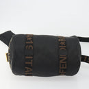 FENDI Hand Bag Canvas 2way Black Gold Auth 191061-12