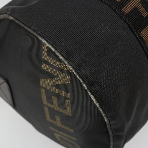 FENDI Hand Bag Canvas 2way Black Gold Auth 191061