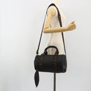 FENDI Hand Bag Canvas 2way Black Gold Auth 191061-26