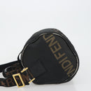 FENDI Hand Bag Canvas 2way Black Gold Auth 191061-5