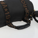 FENDI Hand Bag Canvas 2way Black Gold Auth 191061-7