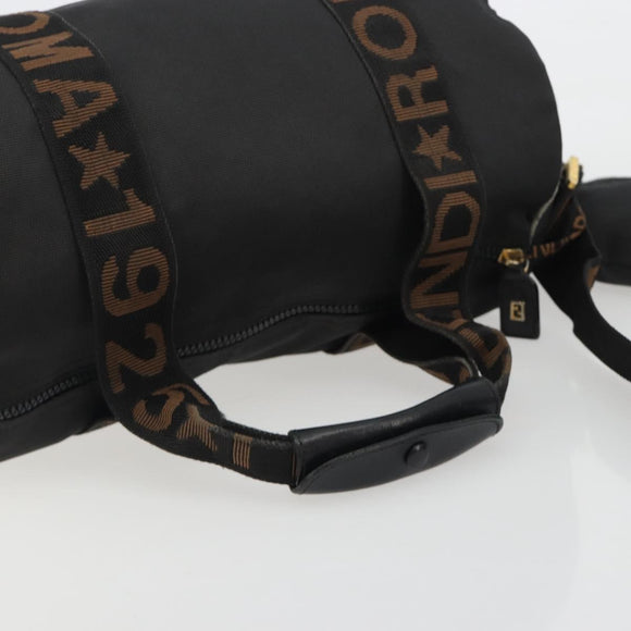 FENDI Hand Bag Canvas 2way Black Gold Auth 191061