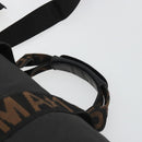 FENDI Hand Bag Canvas 2way Black Gold Auth 191061-8