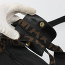 FENDI Hand Bag Canvas 2way Black Gold Auth 191061-9