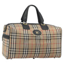 Burberrys Nova Check Boston Bag Canvas Beige Gold Auth 191064-1